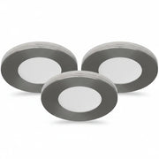 3er Set LED Spots Möbelleuchten dimmbar silber 57mm ultra slim MD-305 – Einbaustrahler IP21, dimmbar, 57mm