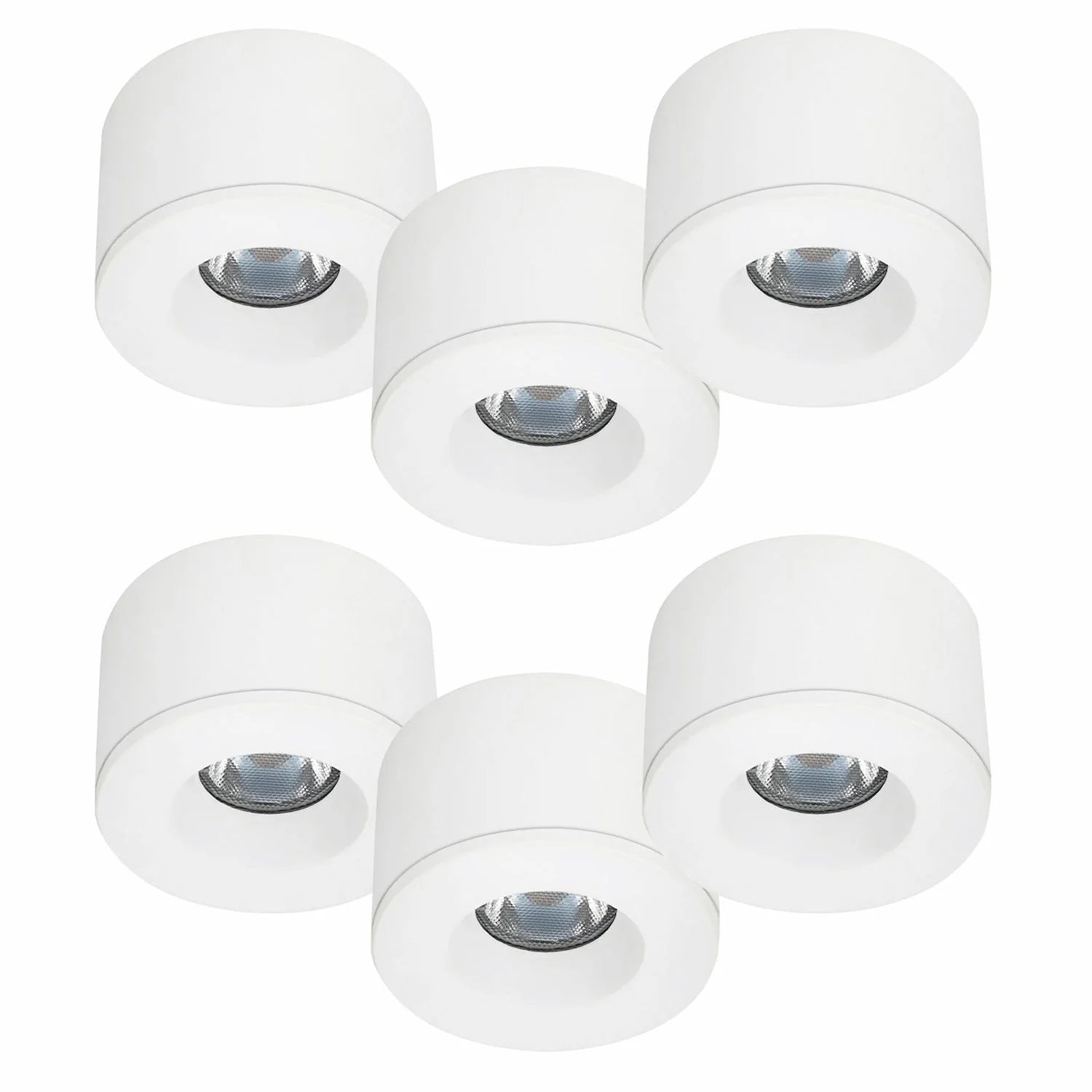 6er Set LED Spots Einbau & Aufbau dimmbar weiß IP44 55mm MD-31 – Einbaustrahler IP44, dimmbar, 55mm