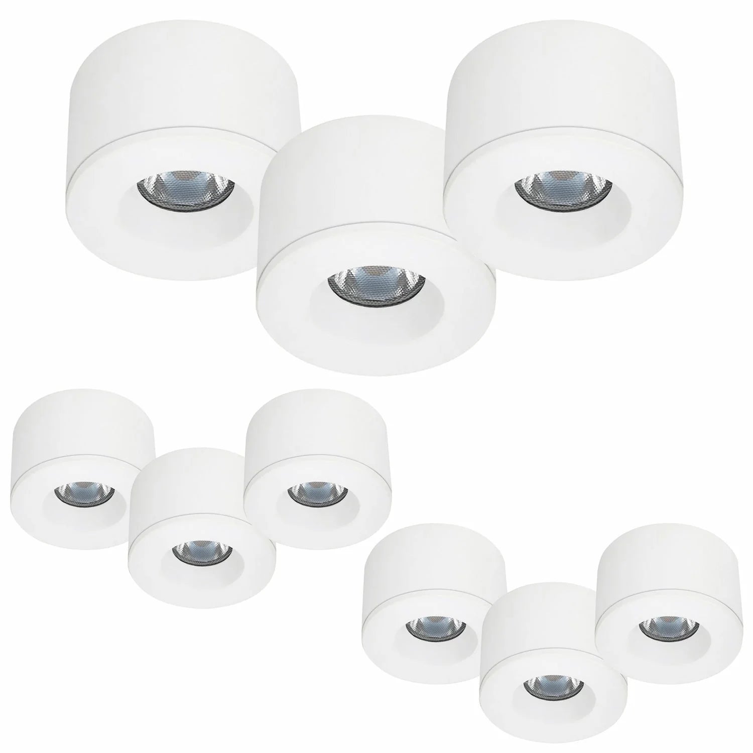9er Set LED Spots Einbau & Aufbau dimmbar weiß IP44 55mm MD-31 – Einbaustrahler IP44, dimmbar, 55mm