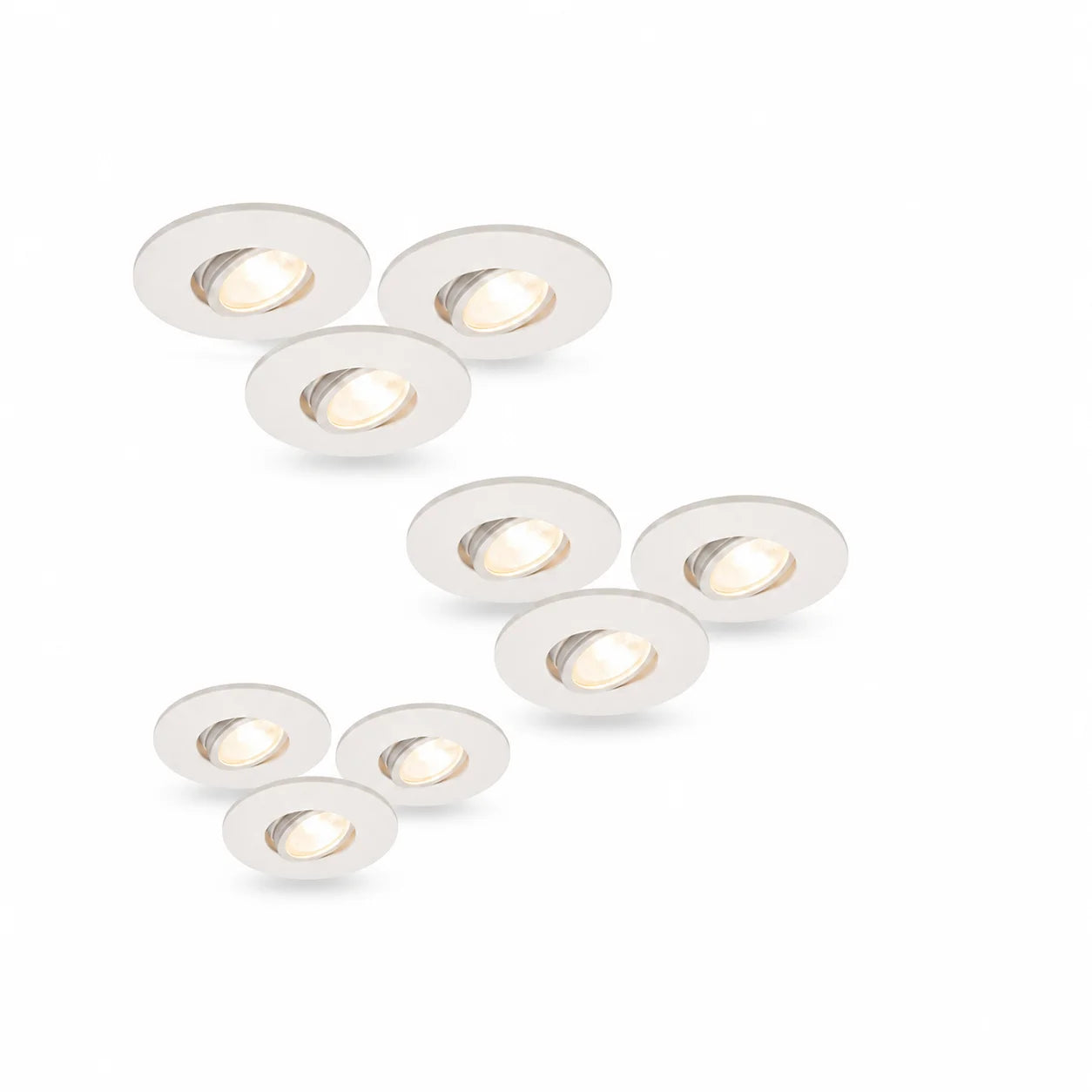 9er-Set LED Einbaustrahler MD-350 – dimmbar, schwenkbar, IP44, warmweiß 2700K, weiß von Malmbergs