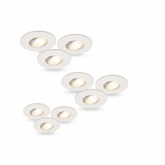 9er-Set LED Einbaustrahler MD-350 – dimmbar, schwenkbar, IP44, warmweiß 2700K, weiß von Malmbergs