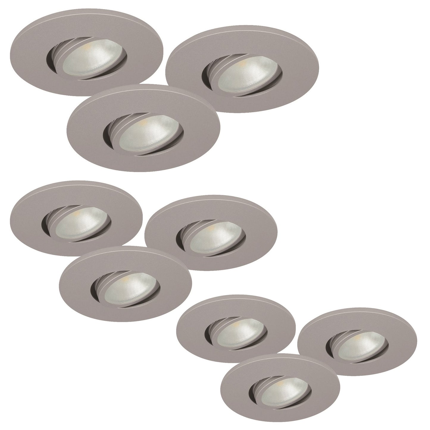 9er Set LED Spots dimmbar silber matt schwenkbar IP44 MD-350 – Einbaustrahler IP44, schwenkbar, dimmbar, 41mm
