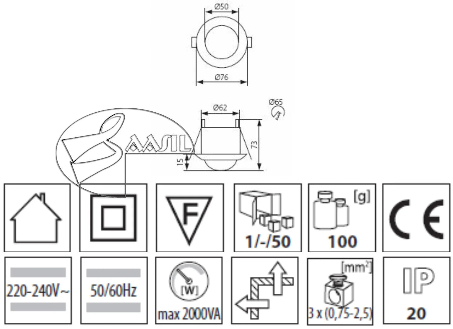 MERGE JQ-Q Einbau Bewegungsmelder Sensor Einbausensor 600W 360° 5m Unt