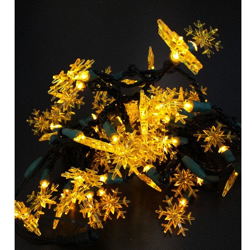 Motiv LED Lichterkette Schneeflocke, 50er, innen, gelb