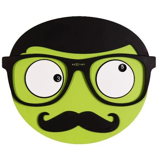Wanduhr grün Mr. Mustache Kinderuhr