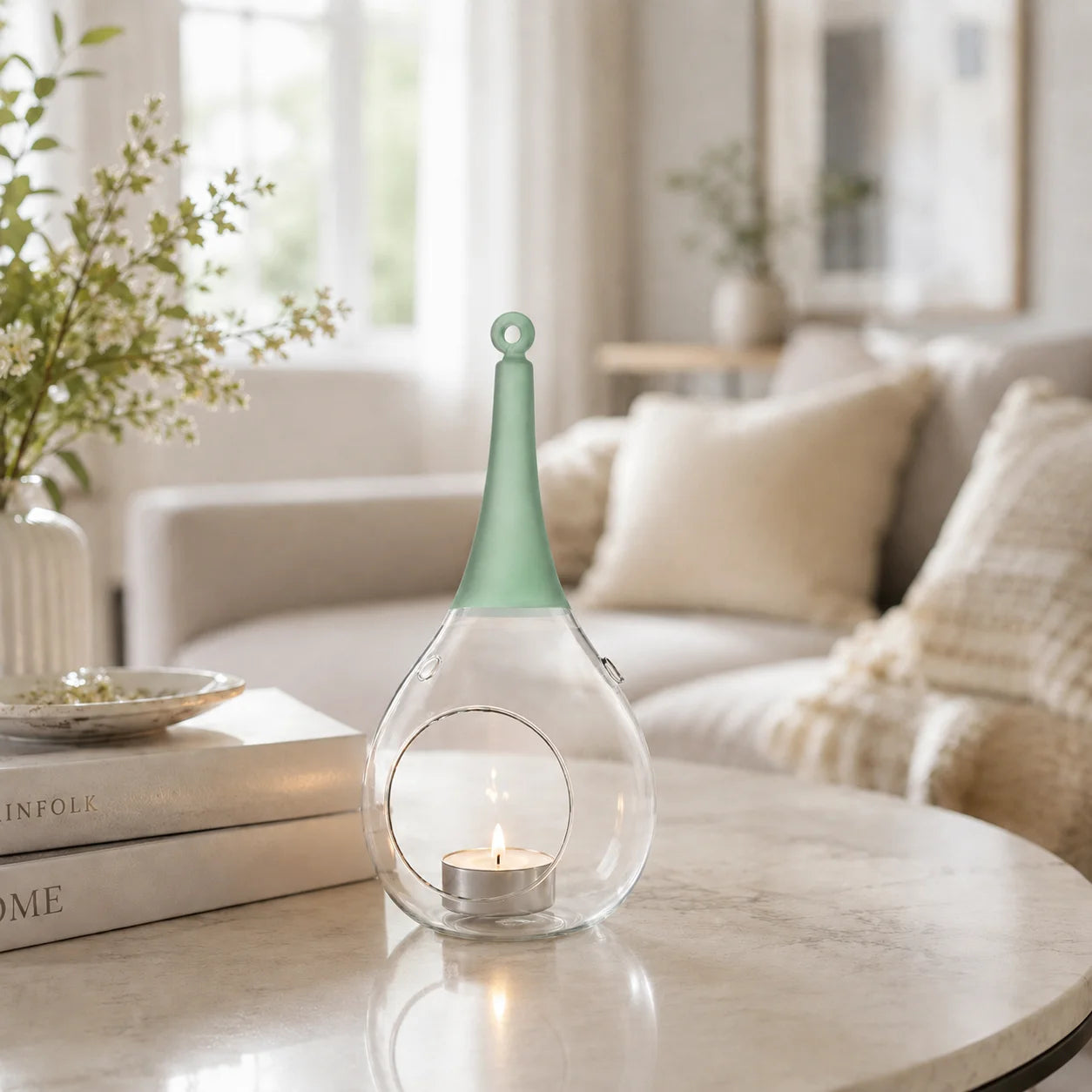 ompex Taura Hängewindlicht Grün 35 cm – Glas