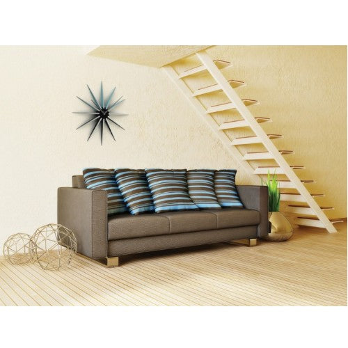 Große moderne Wanduhr Nova blue blau silber schwarz 50cm Sternform