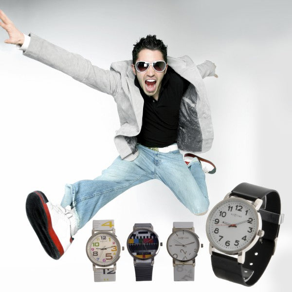 10x Armbanduhr Herren schwarz weiß Retro Station Nextime