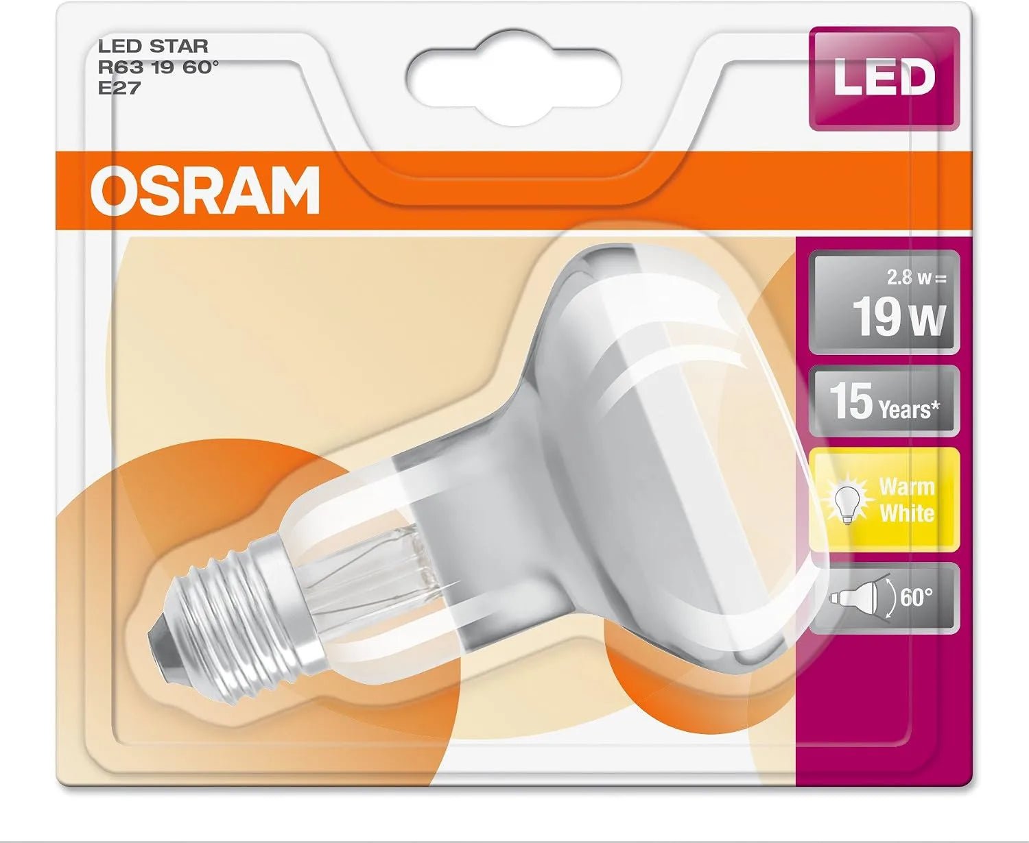 E27 LED Reflektor Osram Filament R63 2,8W=19W warmweiß 2700K