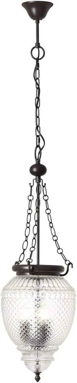 Pendelleuchte Braun mit klarem Glas im Vintage-Landhausstil, 3-flammig mit E14-Fassungen – Brilliant Helyn