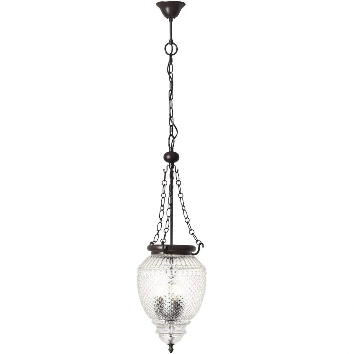 Pendelleuchte Braun mit klarem Glas im Vintage-Landhausstil, 3-flammig mit E14-Fassungen – Brilliant Helyn