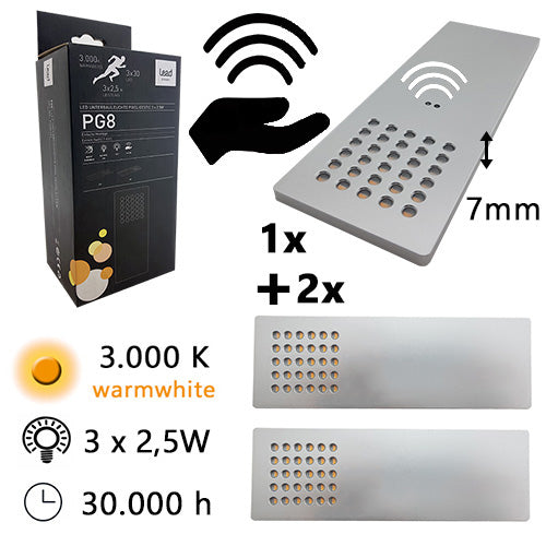 PG8 LED-Unterbauleuchte mit Gestiksensor 3er Set 2,5 W