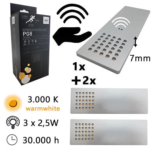 PG8 LED-Unterbauleuchte mit Gestiksensor 3er Set 2,5 W