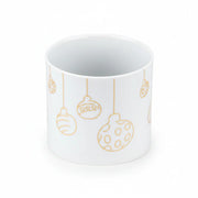 Porzellan Teelichtglas Weihnachten Weiß Gold mit Kugeln 4567 – Vase / Glasvase / Deko-Vase – stilvolles Wohnaccessoire & Deko
