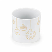 Porzellan Teelichthalter in Weiß mit goldenen Weihnachtskugel-Motiven, auch als kleine Vase verwendbar