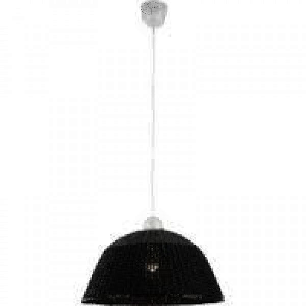 RATTAN87 Schwarz 1flg. Pendelleuchte Pendellampe Hängeleuchte Hängelampe Rattan Klassik E27 – Pendelleuchte dimmbar, E27