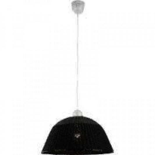 RATTAN87 Schwarz 1flg. Pendelleuchte Pendellampe Hängeleuchte Hängelampe Rattan Klassik E27 – Pendelleuchte dimmbar, E27