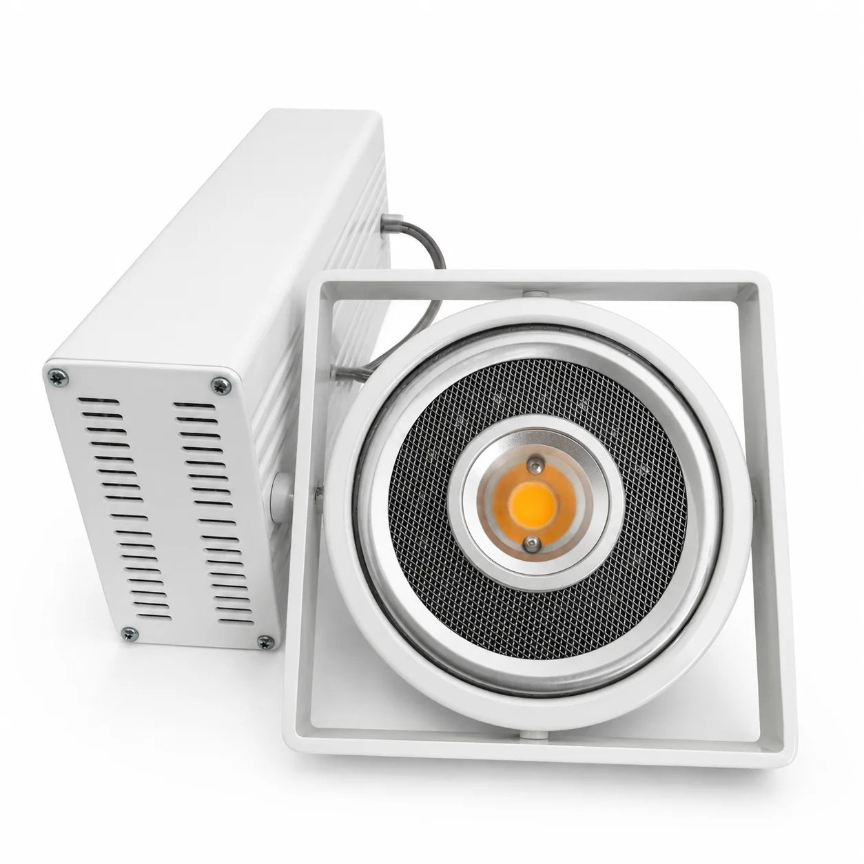 Relco Axolute 1 LED 3-Phasen-Strahler in Weiß, leuchtende LED-Optik mit warmweißem Licht bei 3000 K