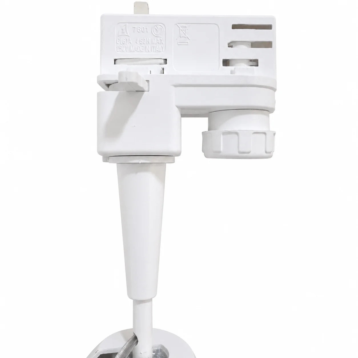 3-Phasen-Adapter und Anschluss des weißen Relco SYRMA LED Schienenstrahlers