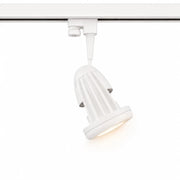 Relco SYRMA LED Schienenstrahler montiert an einer weißen 3-Phasen-Stromschiene