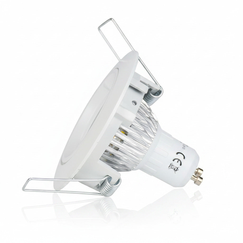 Runder LED Einbaustrahler 230V GU10 5W weiß – Einbaustrahler IP20, schwenkbar, dimmbar, 49mm