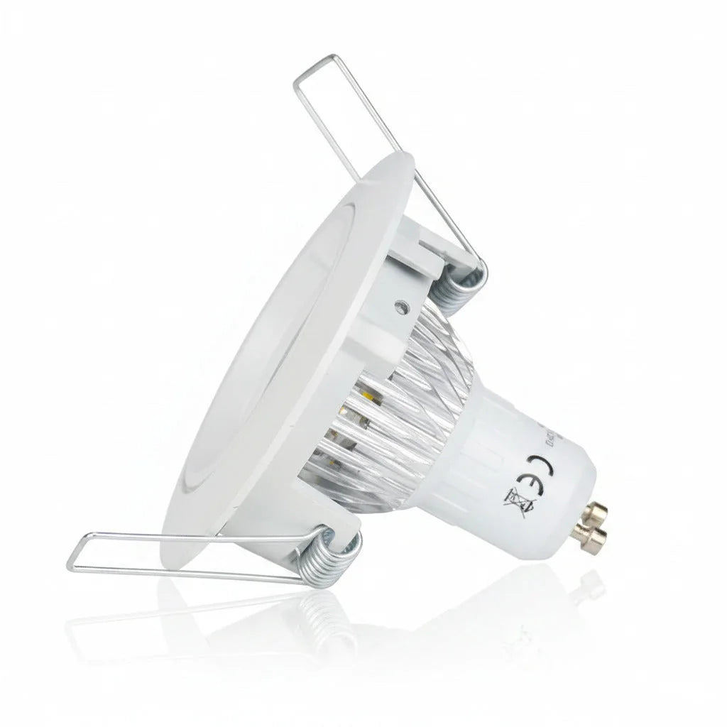 Runder LED Einbaustrahler 230V GU10 5W weiß – Einbaustrahler IP20, schwenkbar, dimmbar, 49mm