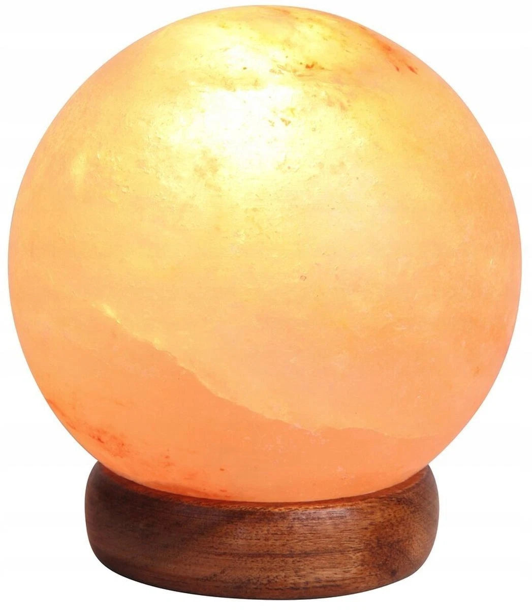 salzkristall tischleuchte kugel rund e14 orange gelb rot mit holz dunkel braun stecker 4093 ozone 