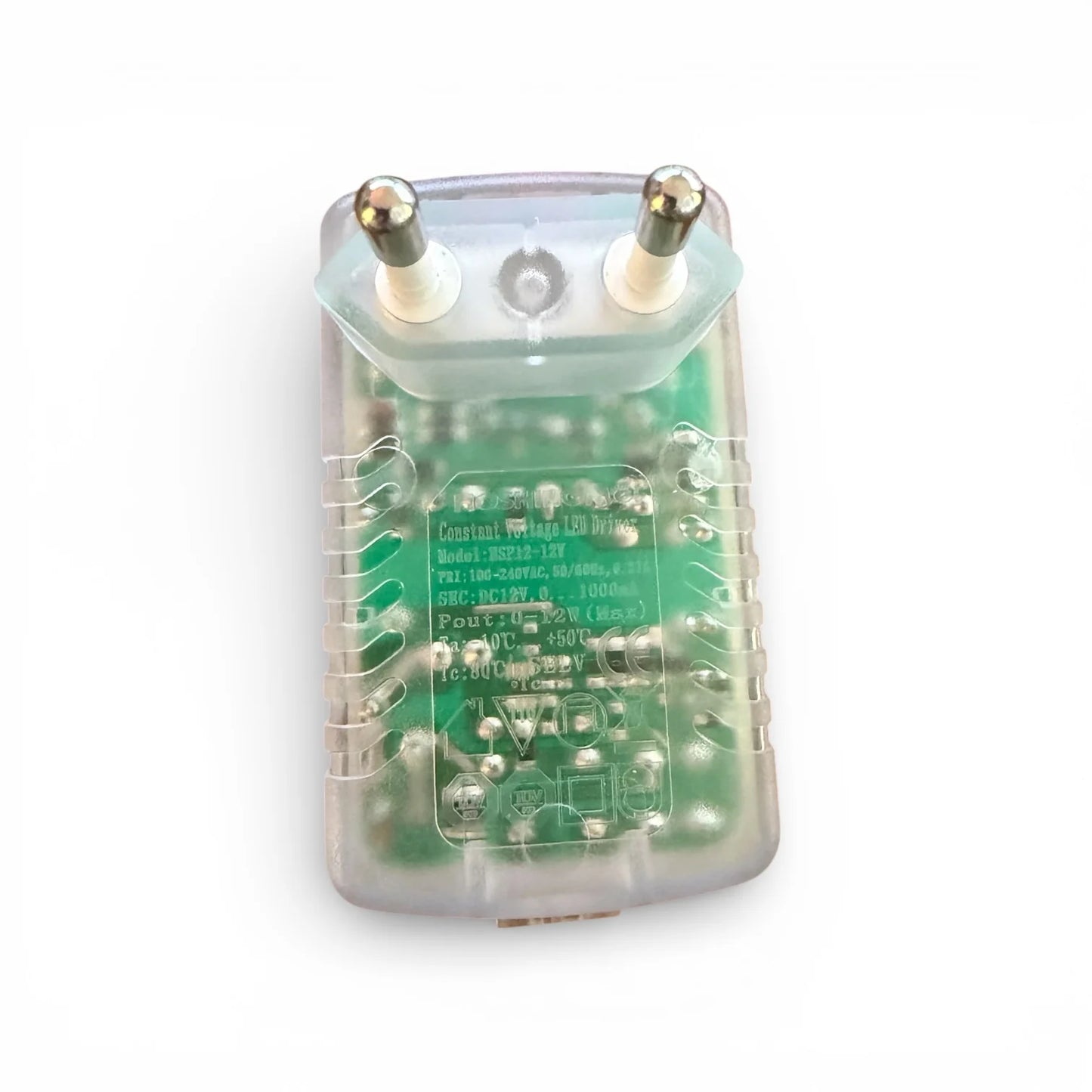 HSP12-12V LED Netzteil 12V 1A 12W Steckernetzteil transparent Frontansicht
