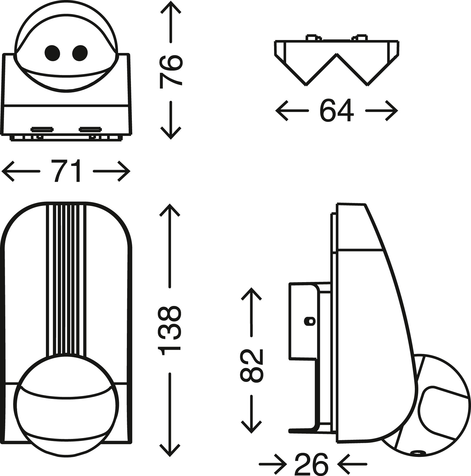 Bewegungsmelder für Eckmontage silber Reichweite 12m 180° IP44