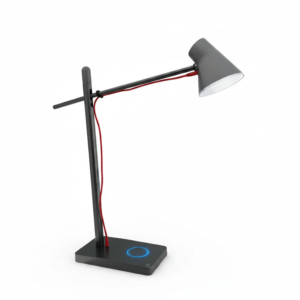 LED Schreibtischlampe dimmbar grau mit USB Anschluss