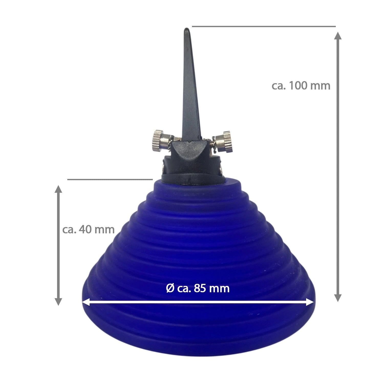 Seilstrahler 12V GY6.35 Fassung m blauem Glas Ø 85 mm Seilsystem Spot Lampenglas dunkelblau konisch geriffelt rändelschrauben