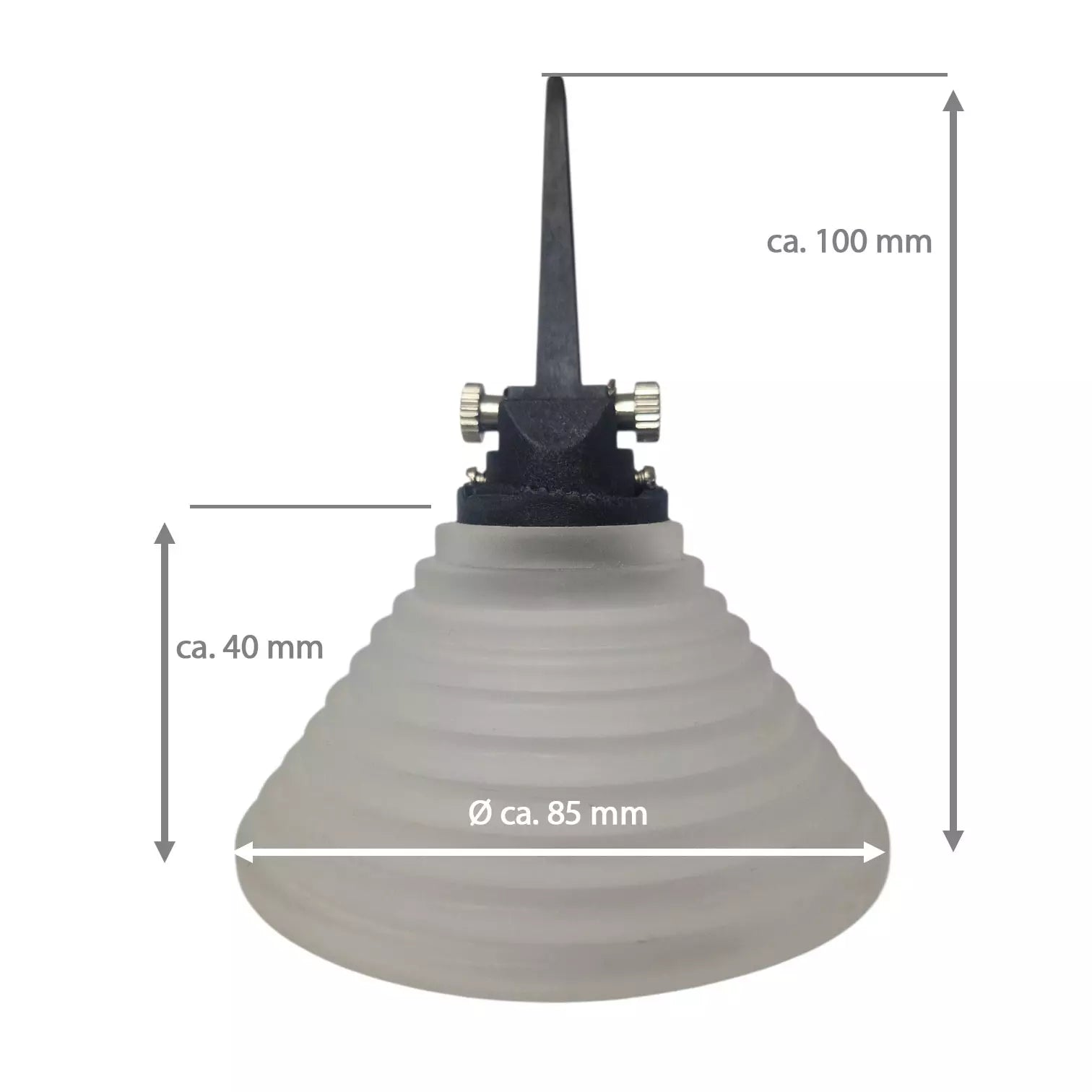 Seilstrahler 12V GY6.35 Fassung mit  Glas weiß Ø 8,5cm 10cm hoch Seilsystem niedervolt Spot Lampenglas milchglas  konisch geriffelt 