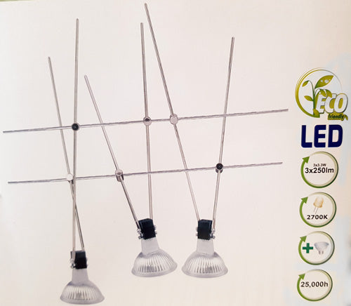 LED Seilsystem Set 4,5m inkl. 3x 3.3W LED Strahlern