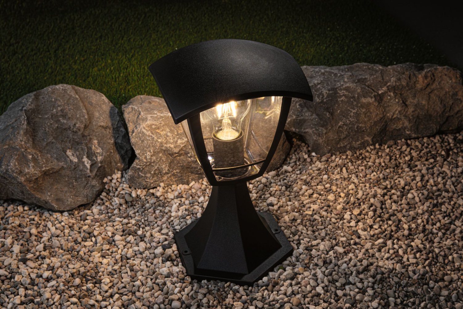 Sockelleuchte außen schwarz IP44 Classic curved E27 28cm