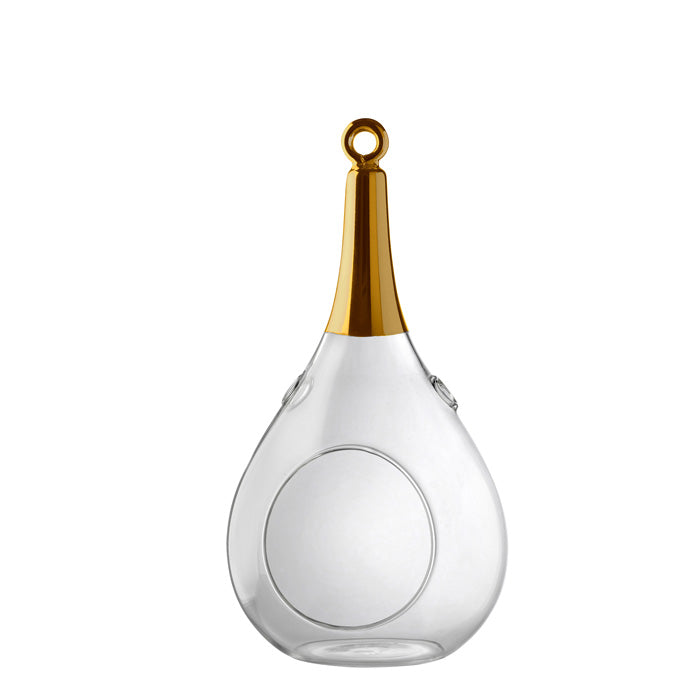 Taura gold klein Windlicht zum aufhängen Glas Hängedekoration – Teelichthalter / Teelichtglas – stilvolles Wohnaccessoire & D