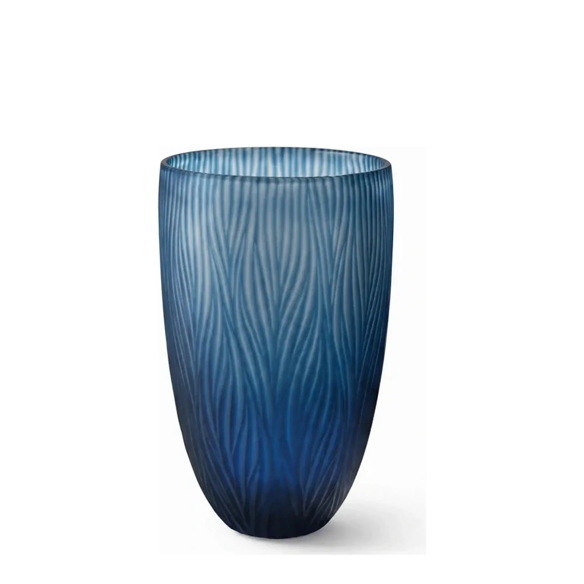 Glasvase Blau 28 cm – Blumenvase aus Glas, mundgeblasen & handgeschliffen | Dinah