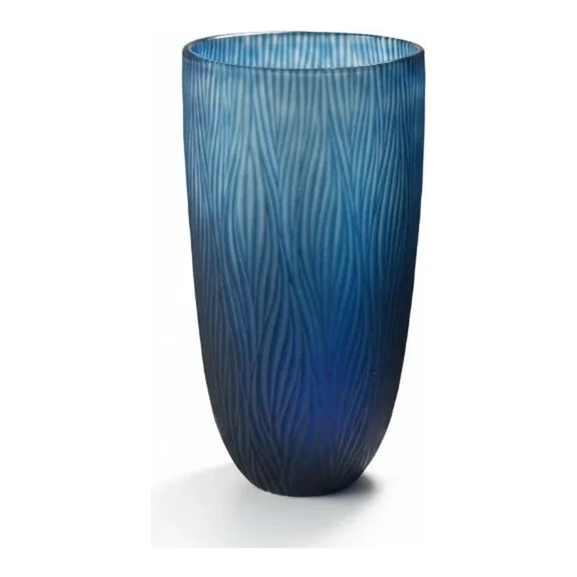 Hohe Glasvase Blau 36 cm – Mundgeblasen & Geschliffen – Dinah XXL