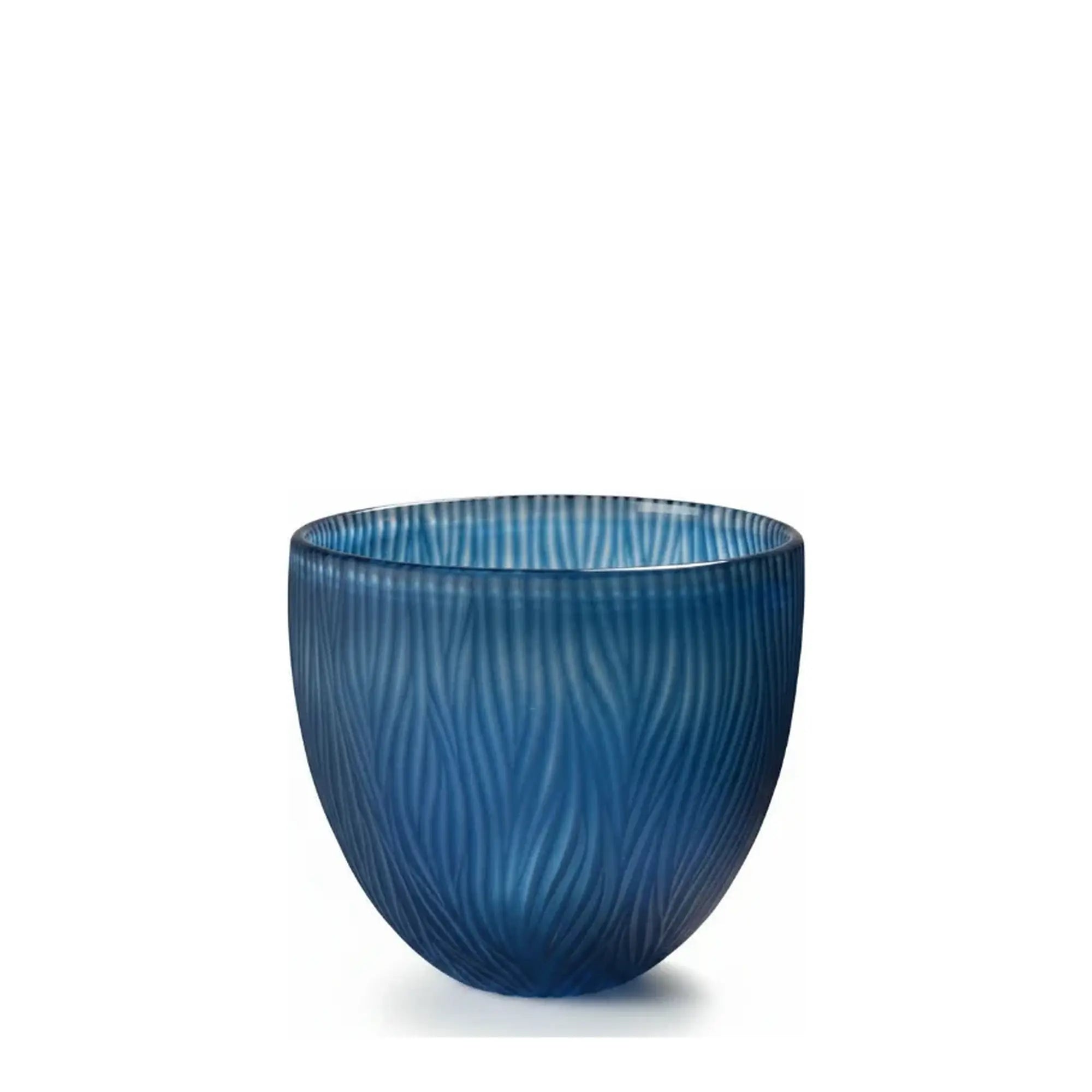 Blaue Glasvase 22×20 cm – Blumenvase aus Glas, mundgeblasen & handgeschliffen | Dinah