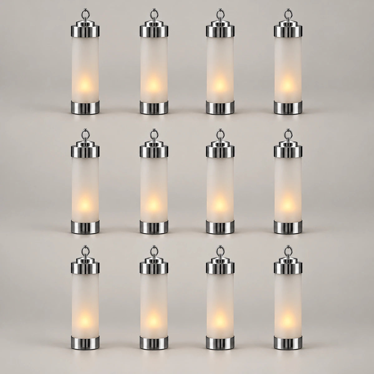 12x Sompex Elle Grablicht in Chrom mit sandgestrahltem Glas; LED-Kerzen als Dekoration, nicht enthalten
