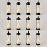 12x Sompex Elle Grablicht in Schwarz mit Klarglas; LED-Kerzen als Dekoration, nicht enthalten