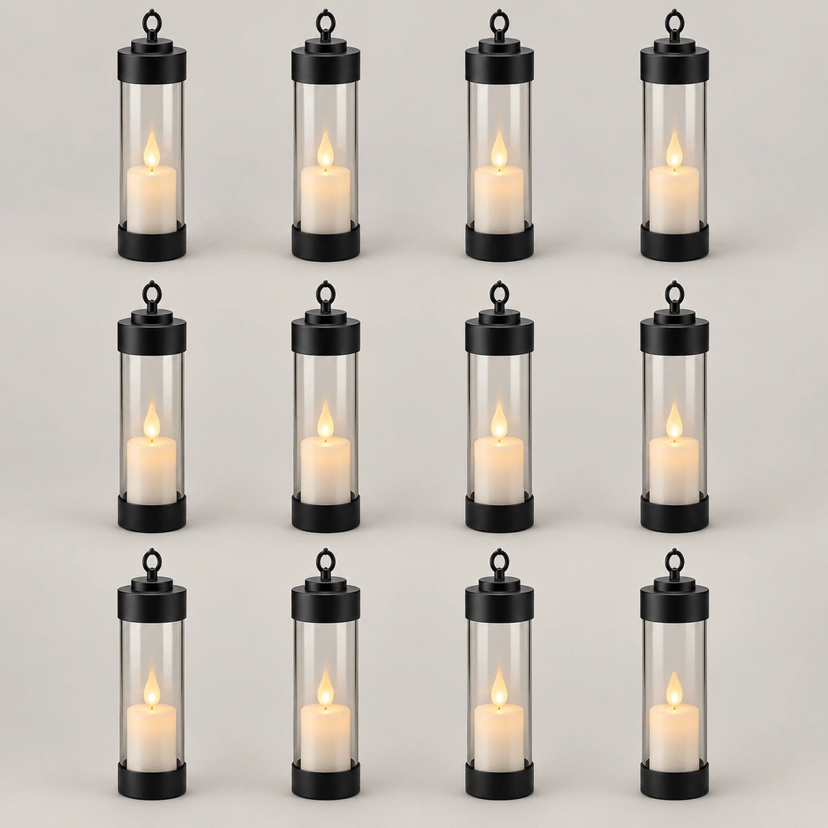 12x Sompex Elle Grablicht in Schwarz mit Klarglas; LED-Kerzen als Dekoration, nicht enthalten