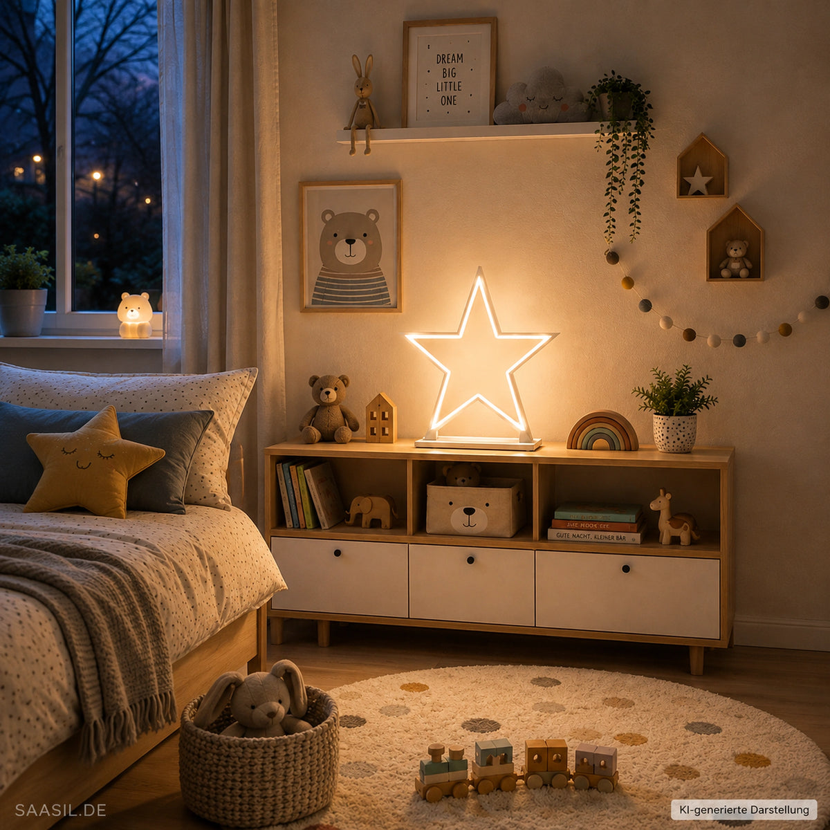 Sompex Lucy LED-Stern in Warmweiß als dekorative Beleuchtung im gemütlichen Kinderzimmer