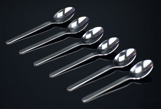 6er Set Design Löffel Luna aus Edelstahl glänzend Kaffeelöffel Dessertlöffel