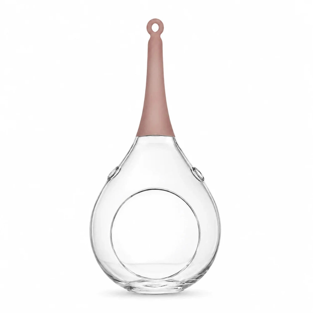 Sompex Taura Hängewindlicht aus transparentem Glas mit rosafarbener Aufhängung, 30 cm hoch