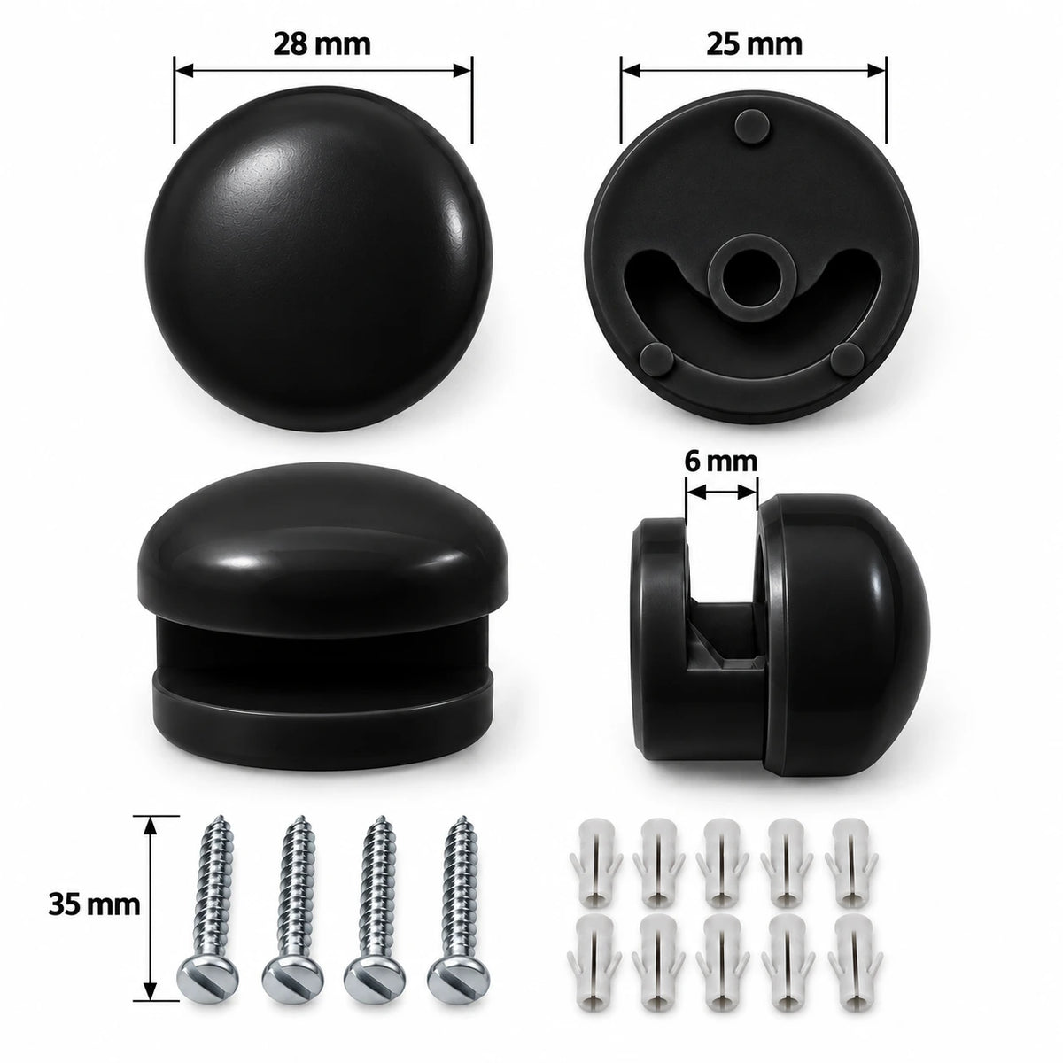 Schwarze Spiegelbefestigung wandmontage für 4–6 mm Glasstärke bis 3,3 kg