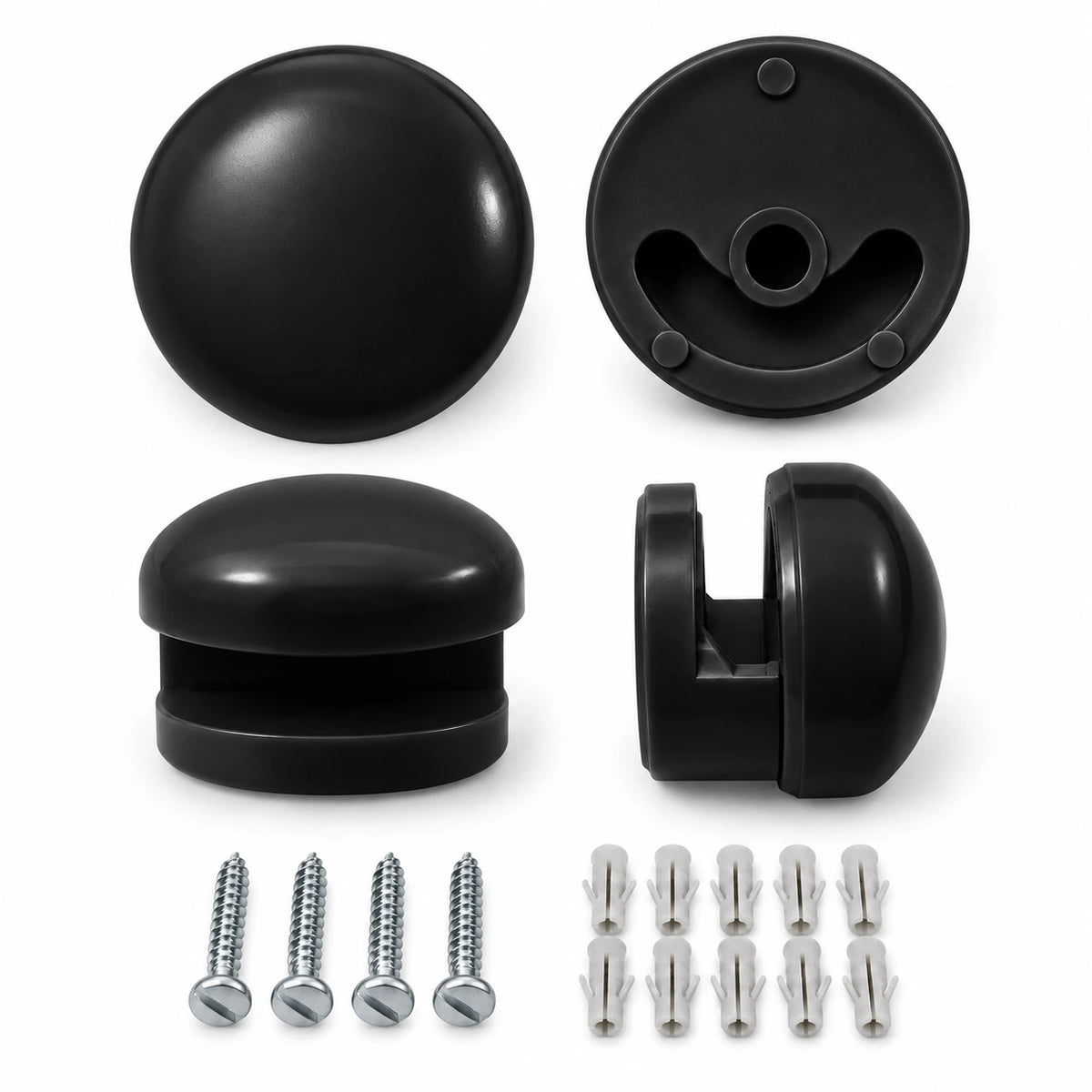 Spiegelhalterung Schwarz urnd 4er-Set mit Schrauben und Dübeln für 4mm 5mm 6mm spiegelglas