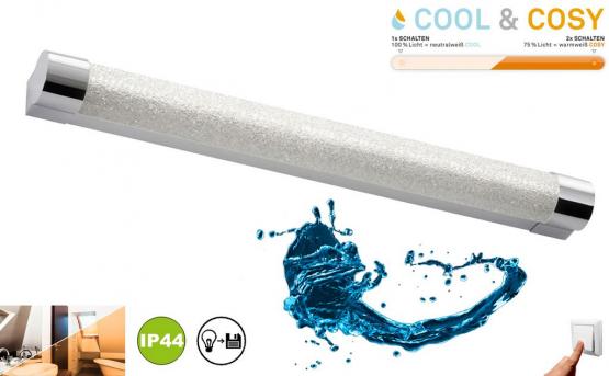 LED Spiegellampe 60cm CCT warmweiß kaltweiß Glitzereffekt IP44