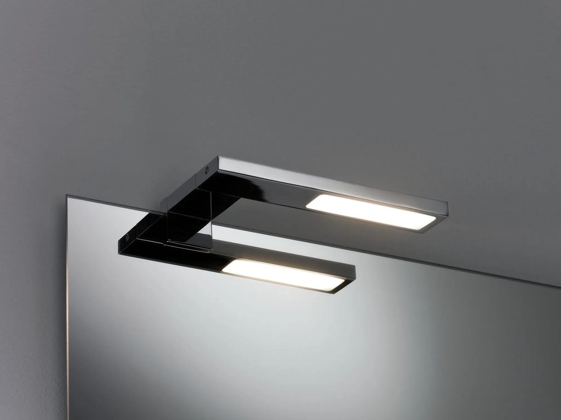 Klemmleuchte LED für Spiegel und Schrank Chrom IP44 Galeria Hook Paulmann 990.89 rechtewinklig um die ecke