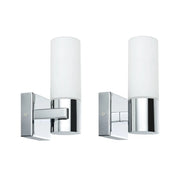 Spiegelleuchte Gemini Chrom satinierten Glas weiß 2er Pack IP44 Wandfackel Paulmann 703.54