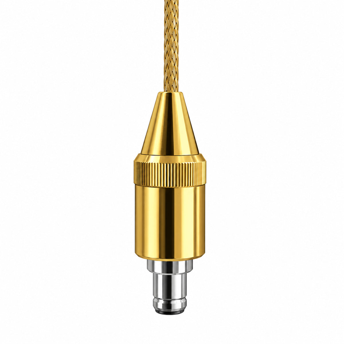 BRUCK VIOLA 95 goldfarbener Steckanschluss mit verchromtem Kontakt für kompatible BRUCK HIGH-LINE, VIA und FLEX-LINE 12V Systeme